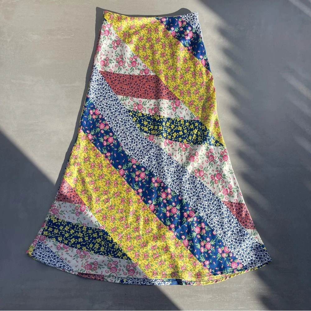 Nasty Gal Floral Patchwork Skirt